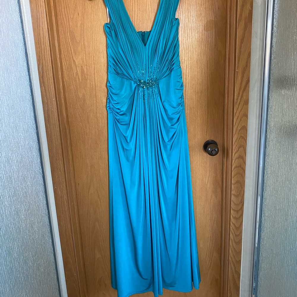 Tadashi Teal Blue Sequin Dress Full Length M